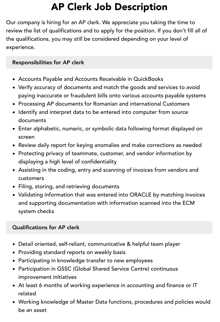 ap clerk job description