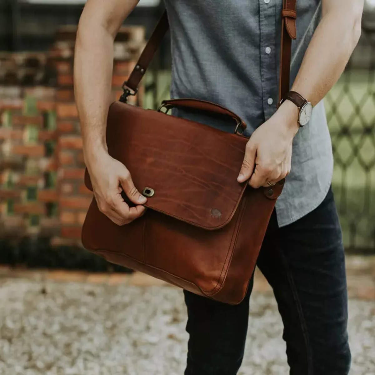 mens leather work bag
