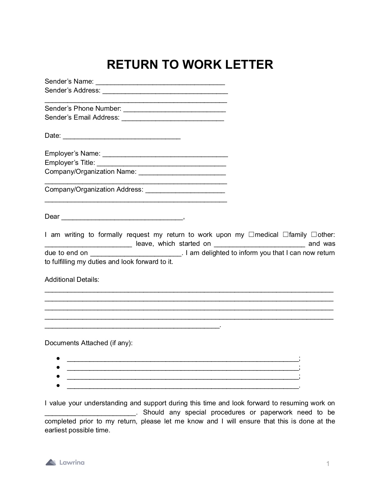 return to work letter