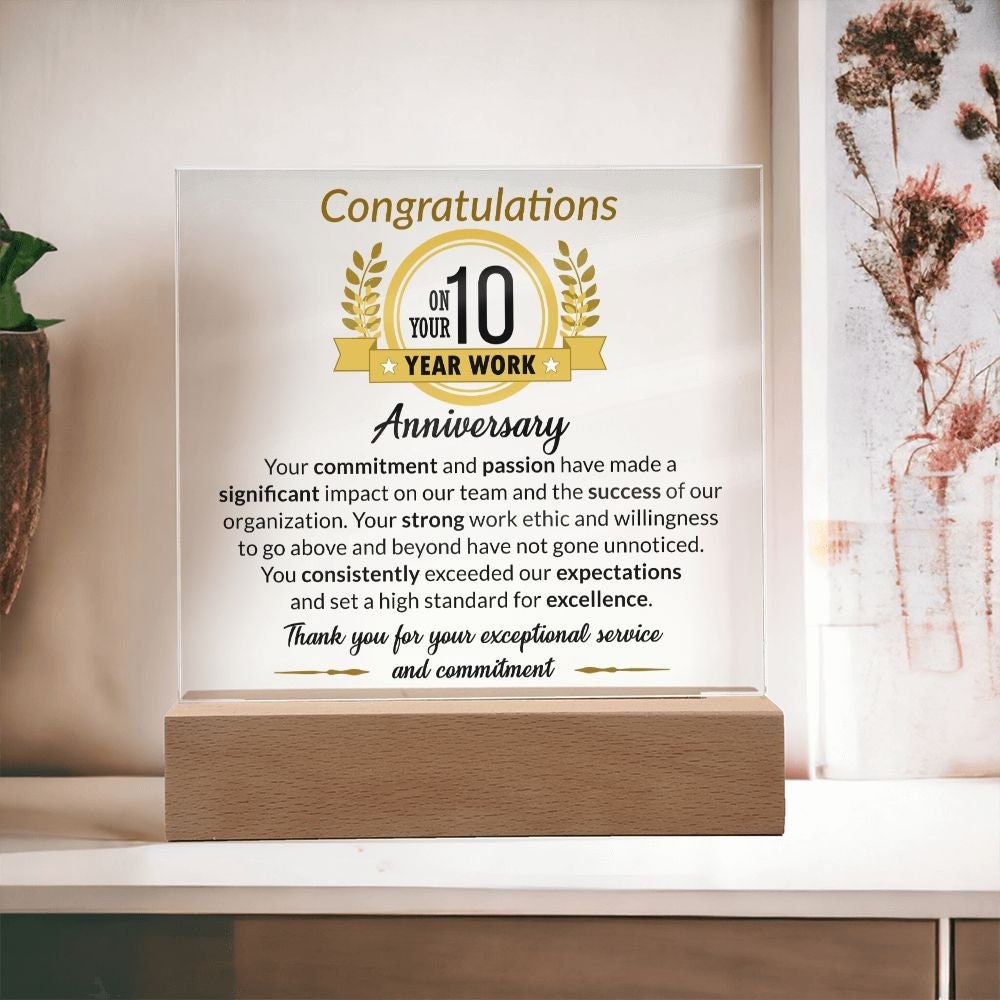 10 year work anniversary gift