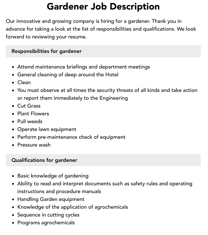 gardener job description