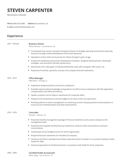 business proprietor job description