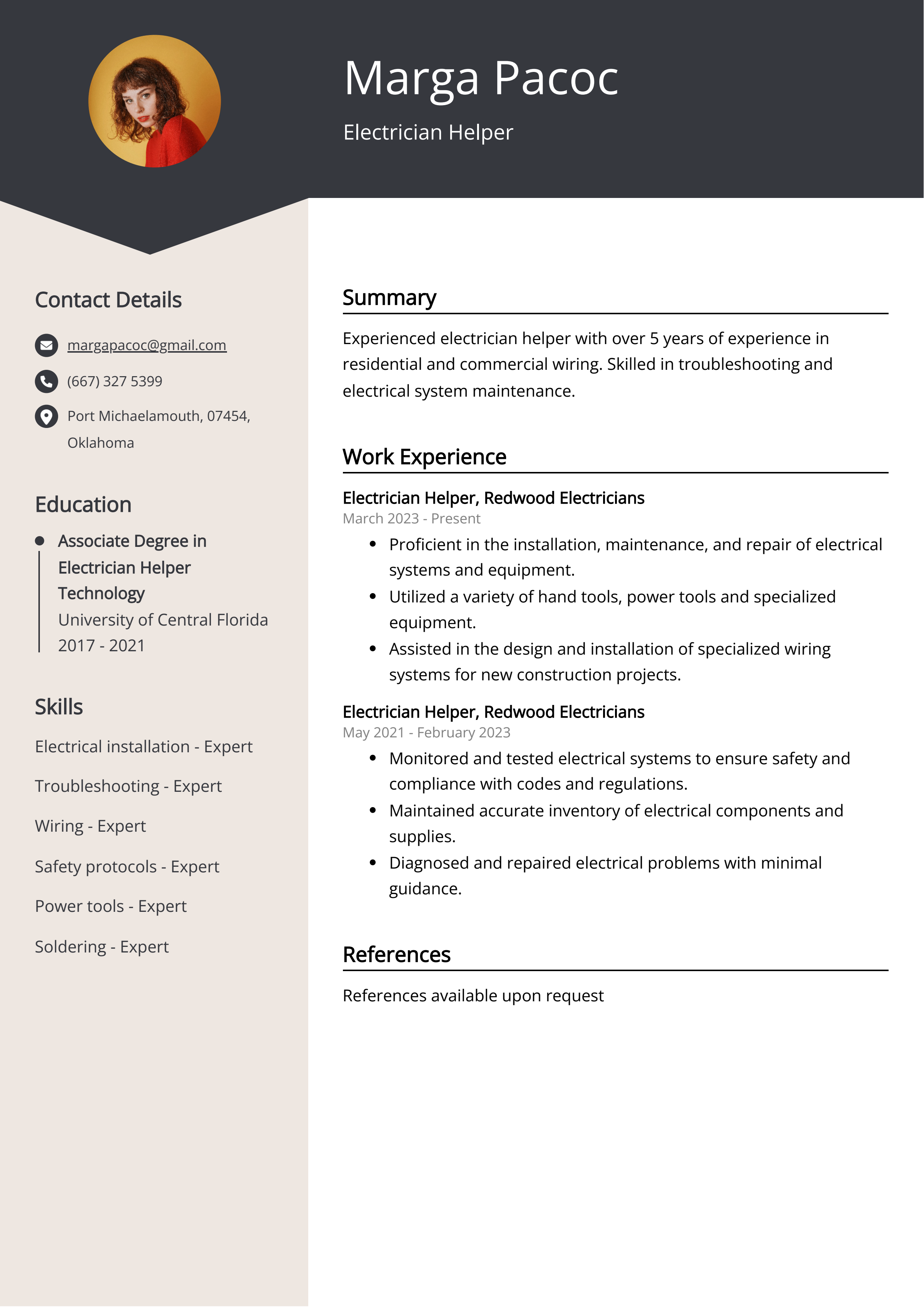 electrician helper job description