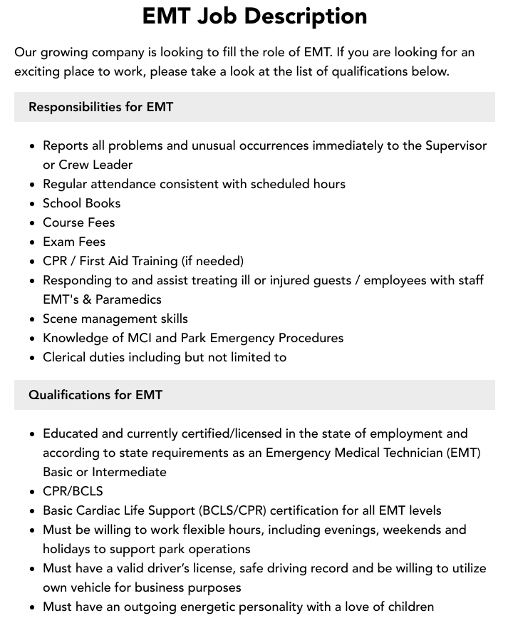 emt intermediate job description