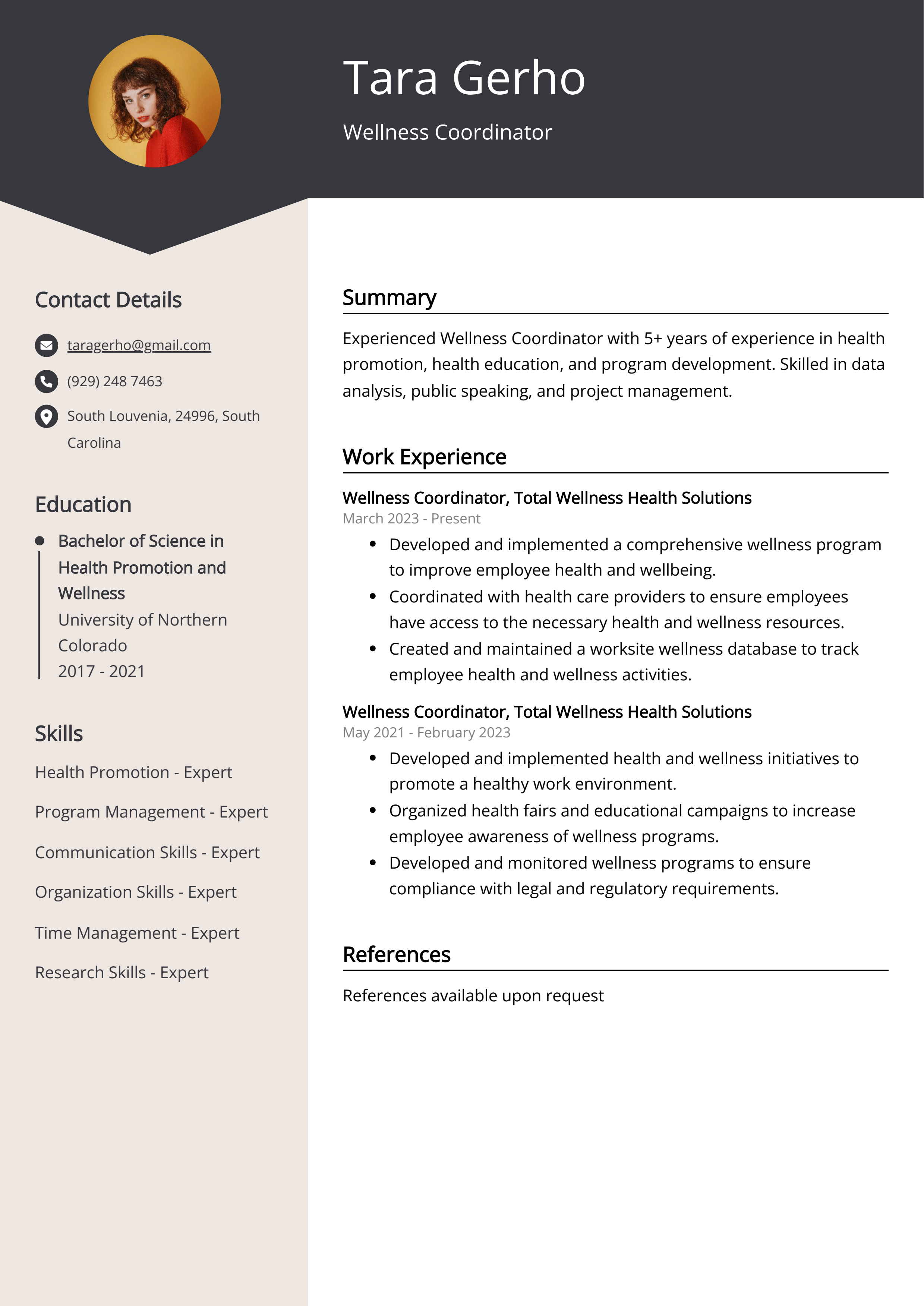 wellness coordinator job description